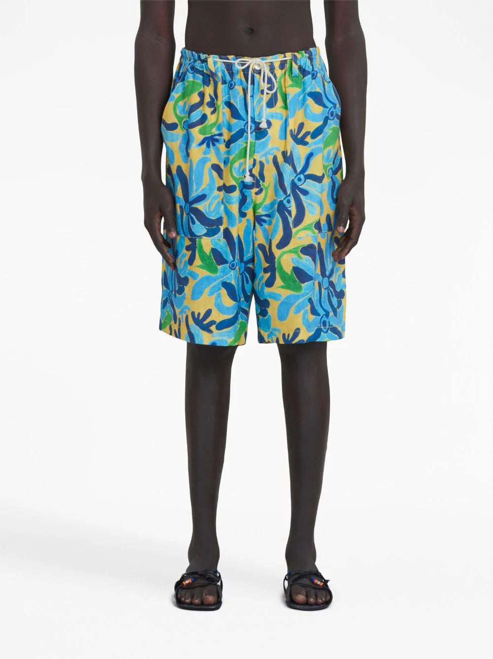 Graphic-Print Drop-Crotch Shorts