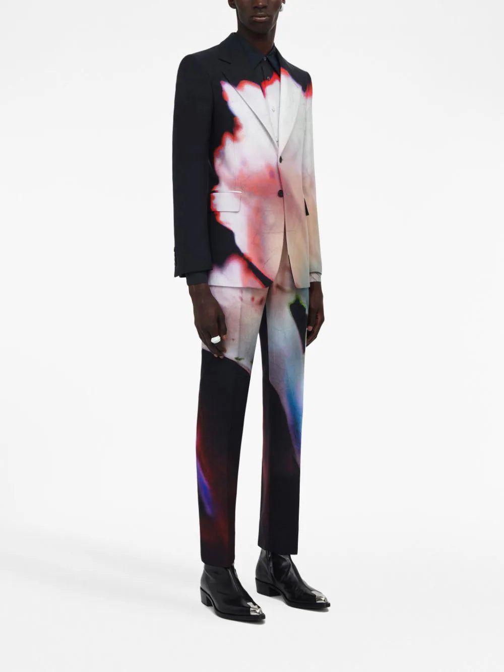 Solarised Flower Single-Breasted Blazer