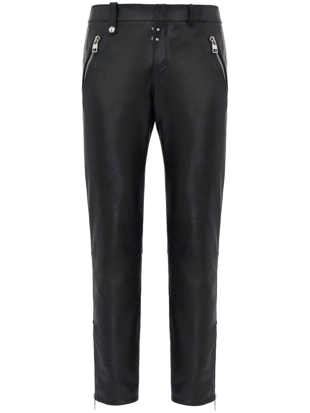 Leather Cropped Slim-Fit Trousers