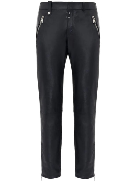 Leather Cropped Slim-Fit Trousers