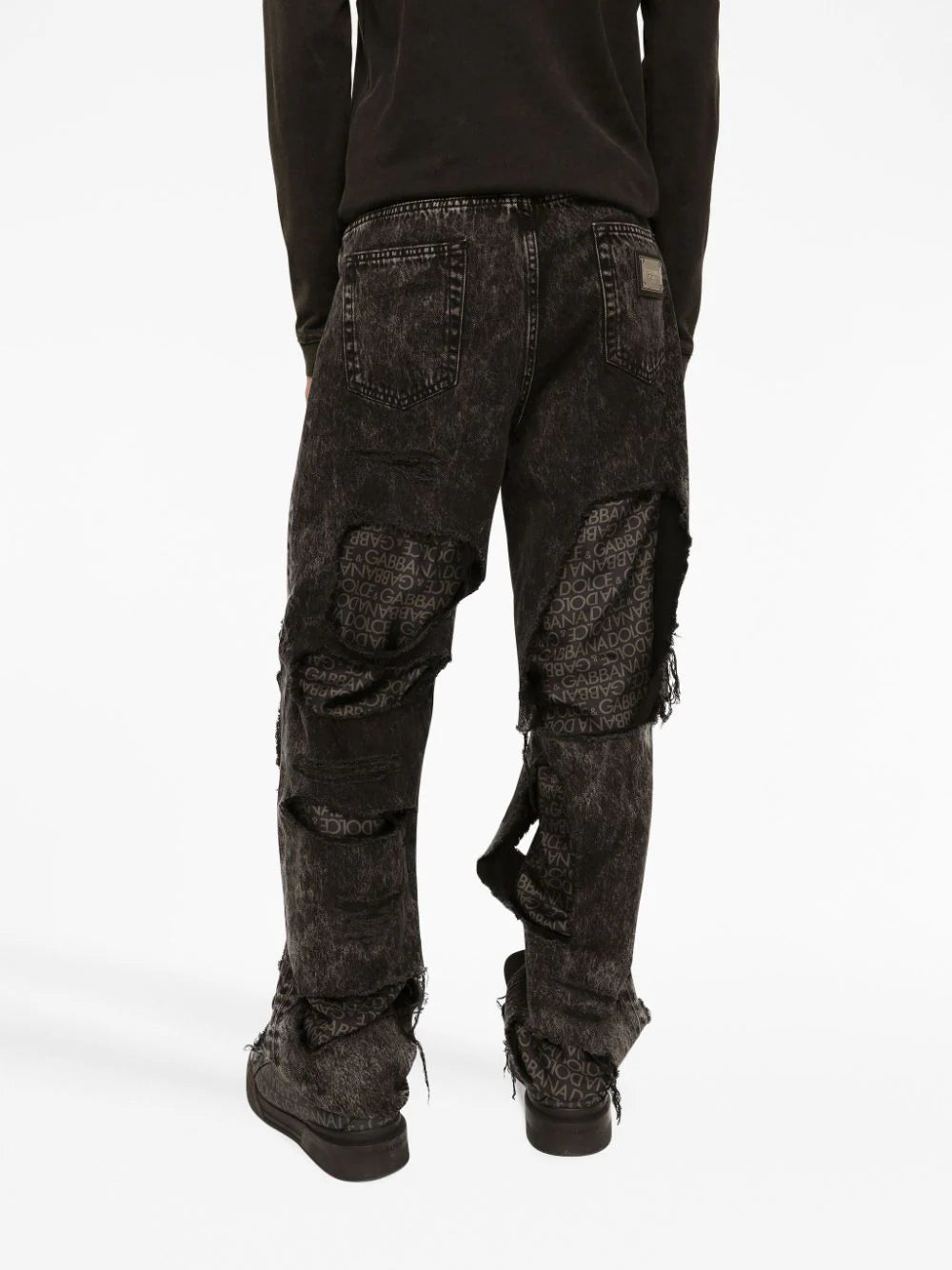 Ripped-Detailing Cotton Jeans