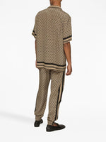 Monogram-Pattern Print Silk Trousers