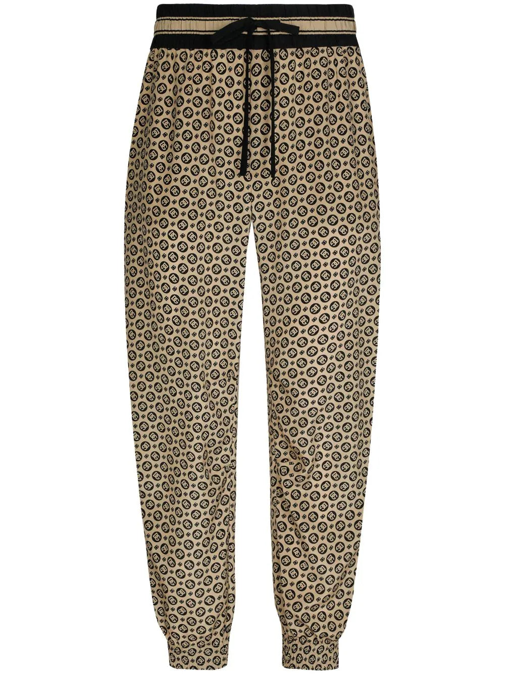 Monogram-Pattern Print Silk Trousers