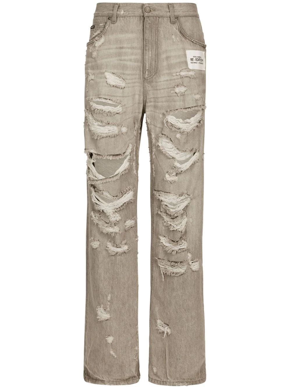 Distressed Straight-Leg Jeans