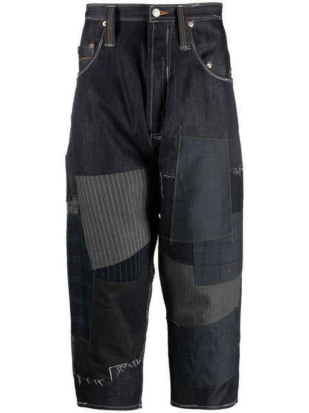 Patchwork-Design Cropped Trousers