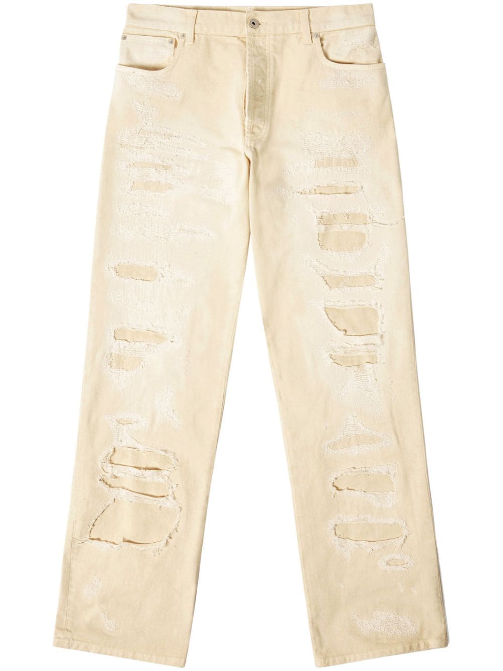 Straight-Leg Distressed-Finish Jeans