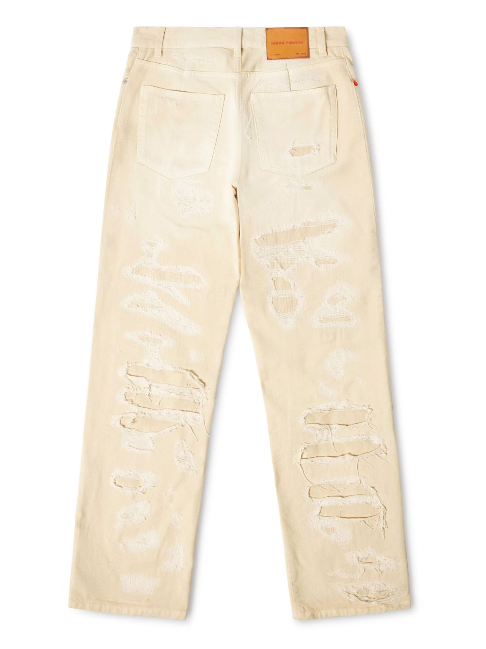 Straight-Leg Distressed-Finish Jeans