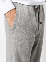 Striped Cashmere-Blend Track Pants