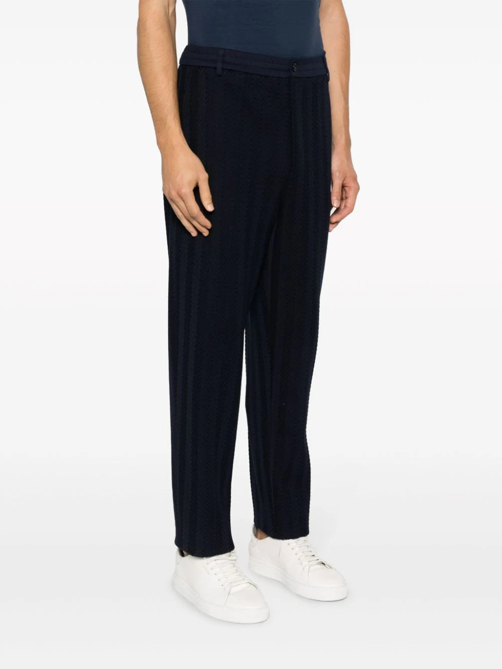 Chevron-Knit Straight-Leg Trousers