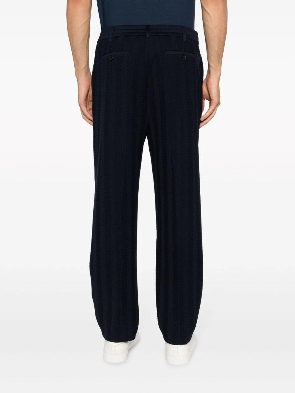 Chevron-Knit Straight-Leg Trousers