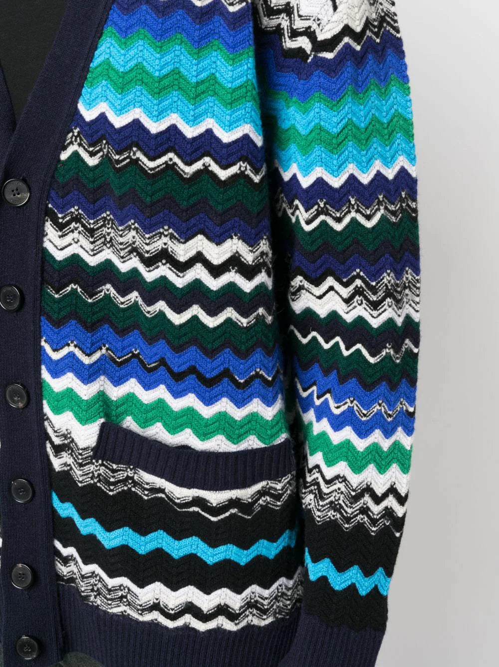 Zig-Zag Knitted Wool-Blend Cardigan