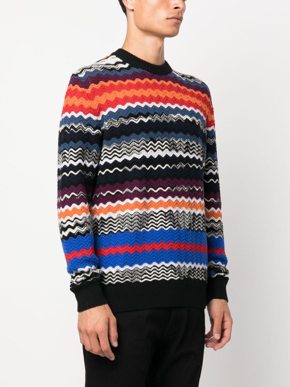 Zigzag-Pattern Drop-Shoulder Jumper