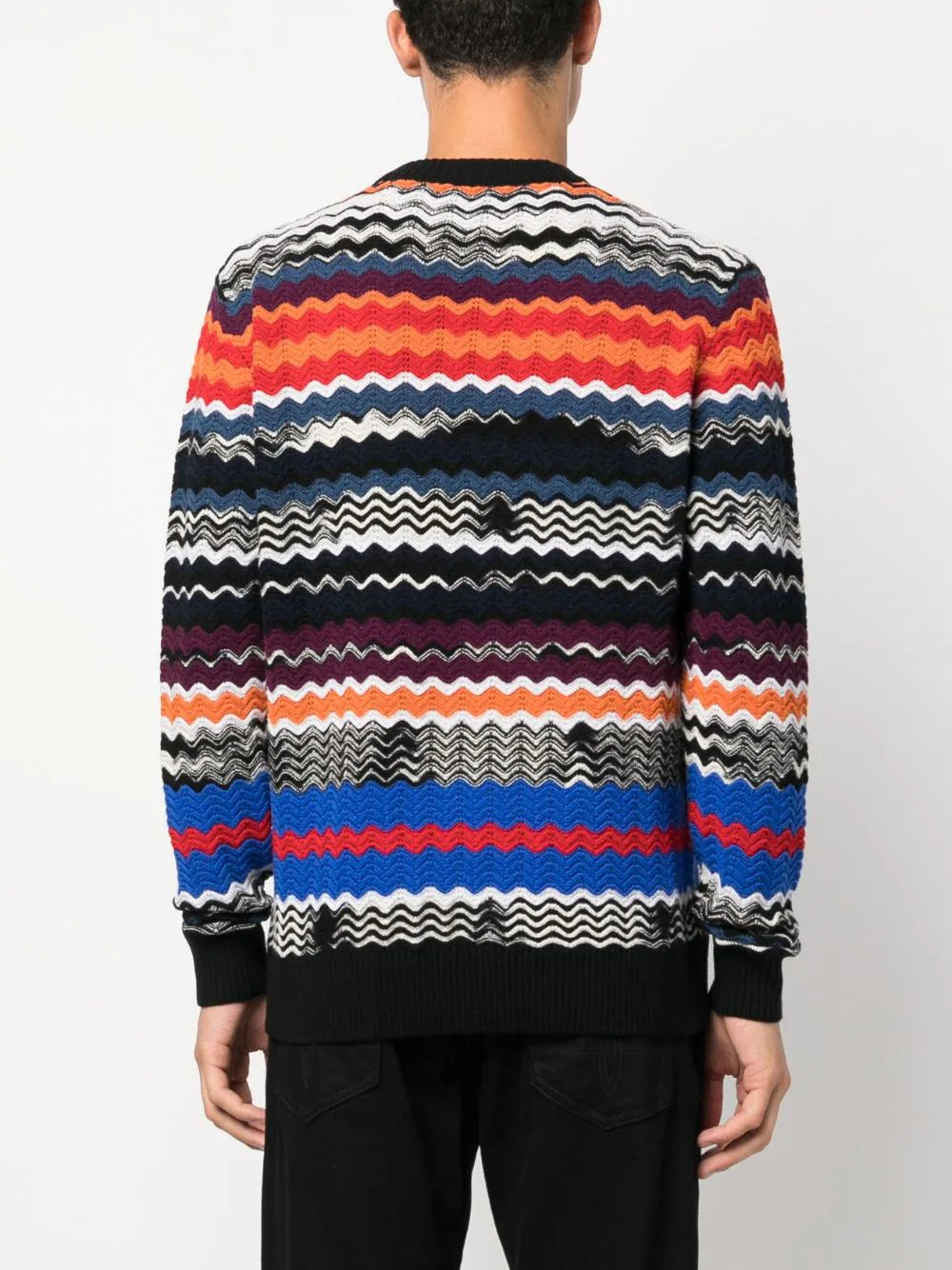 Zigzag-Pattern Drop-Shoulder Jumper