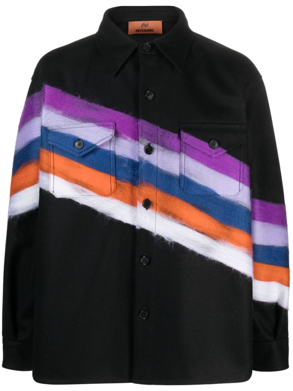 Brushed-Effect Striped Shirt Jacket