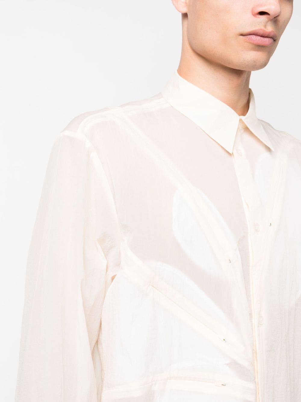 Semi-Sheer Zip-Pocket Shirt