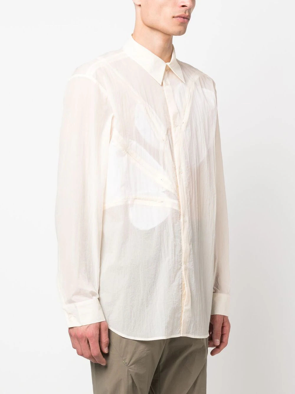 Semi-Sheer Zip-Pocket Shirt