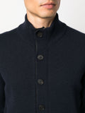Leather-Trimmed Cashmere Cardigan
