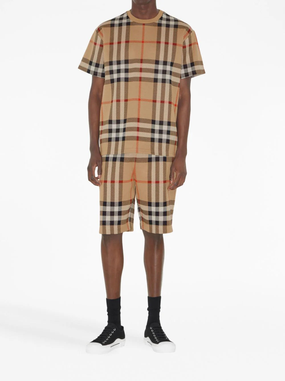 Checkered Jacquard Cotton T-Shirt