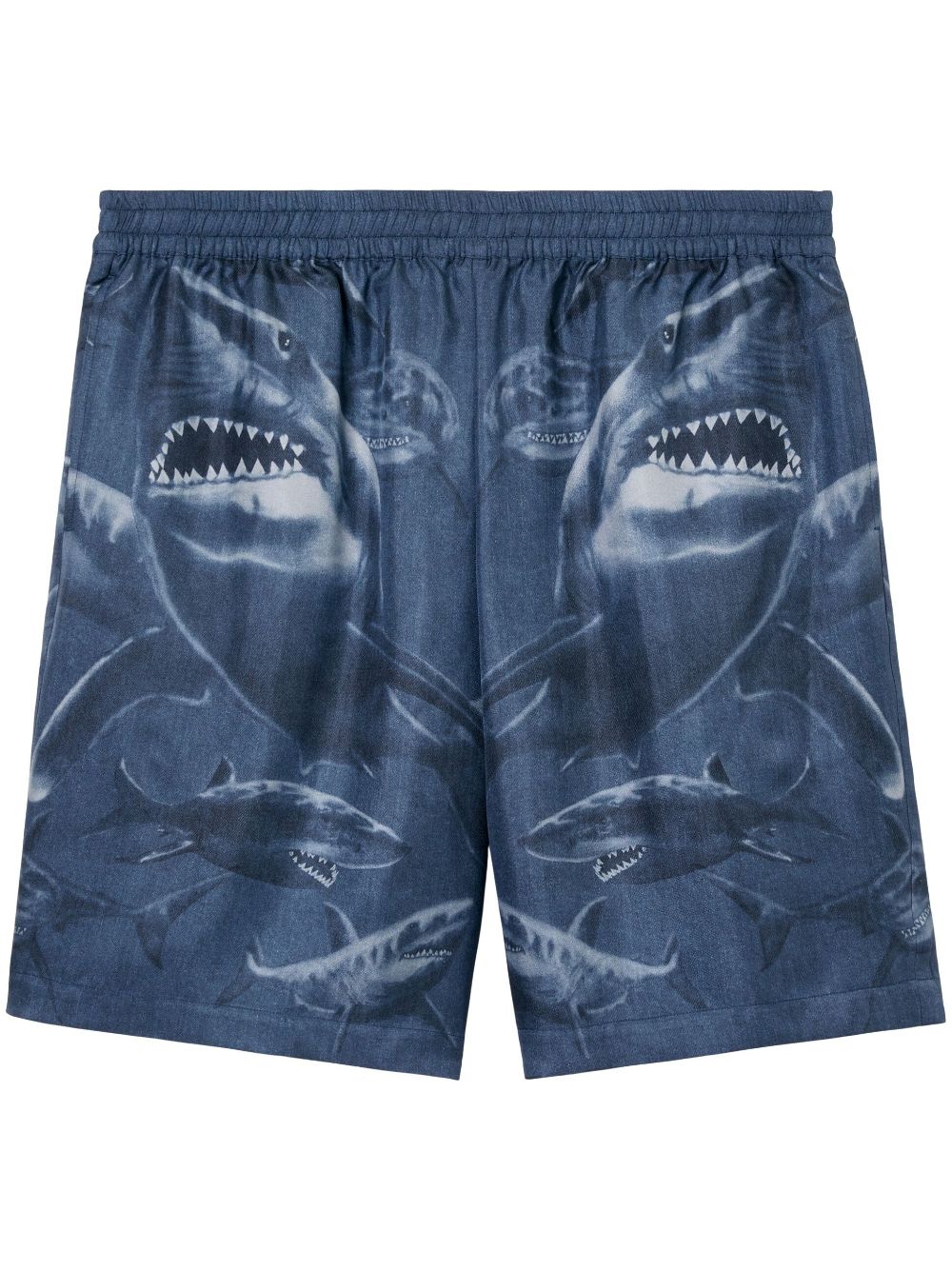 Shark-Print Silk Shorts