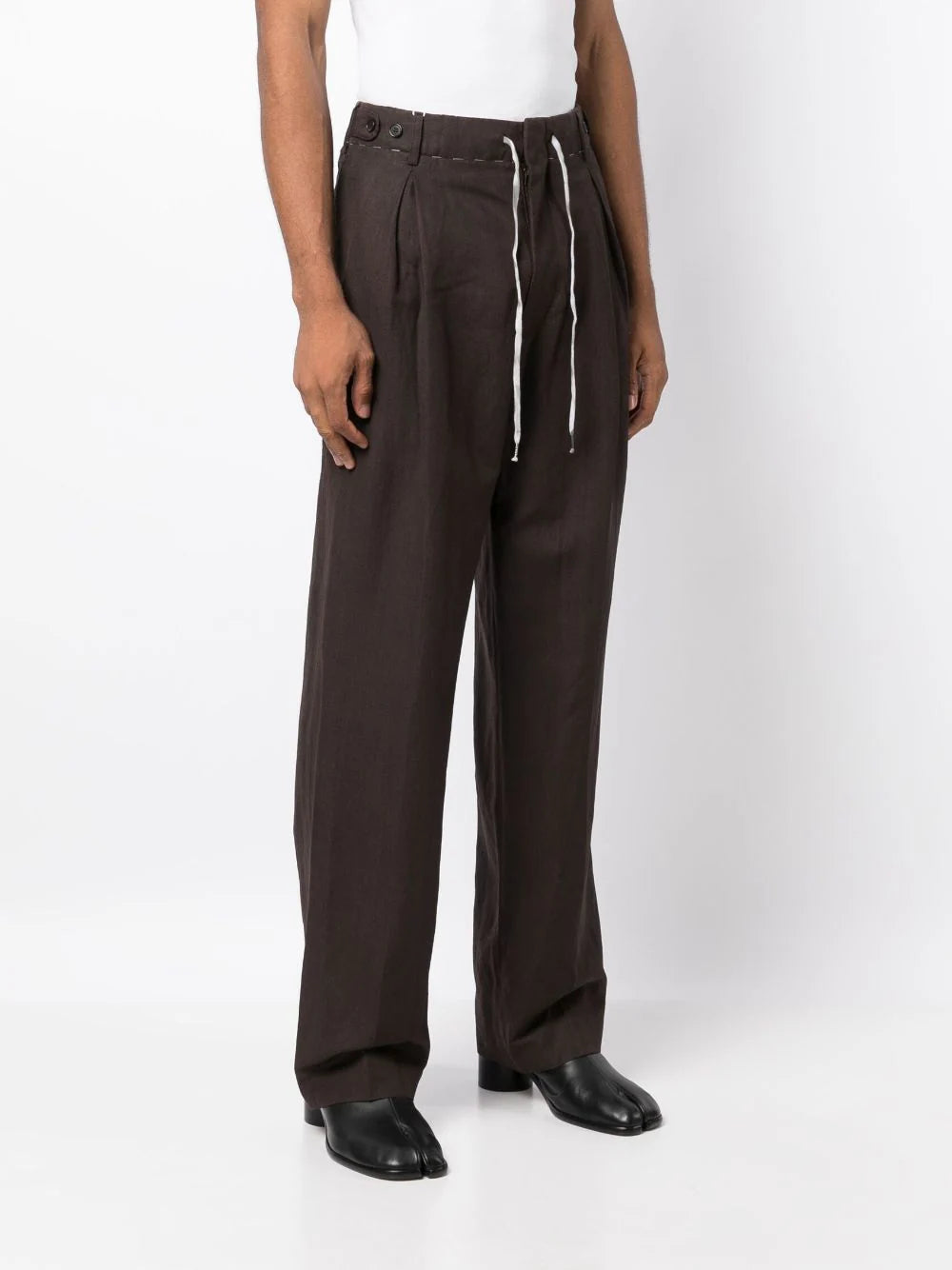 Drawstring Straight-Leg Trousers