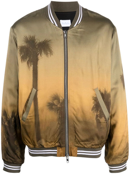 Palm Tree-Print Bomber Jacket