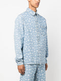 Star-Pattern Cotton Denim Shirt