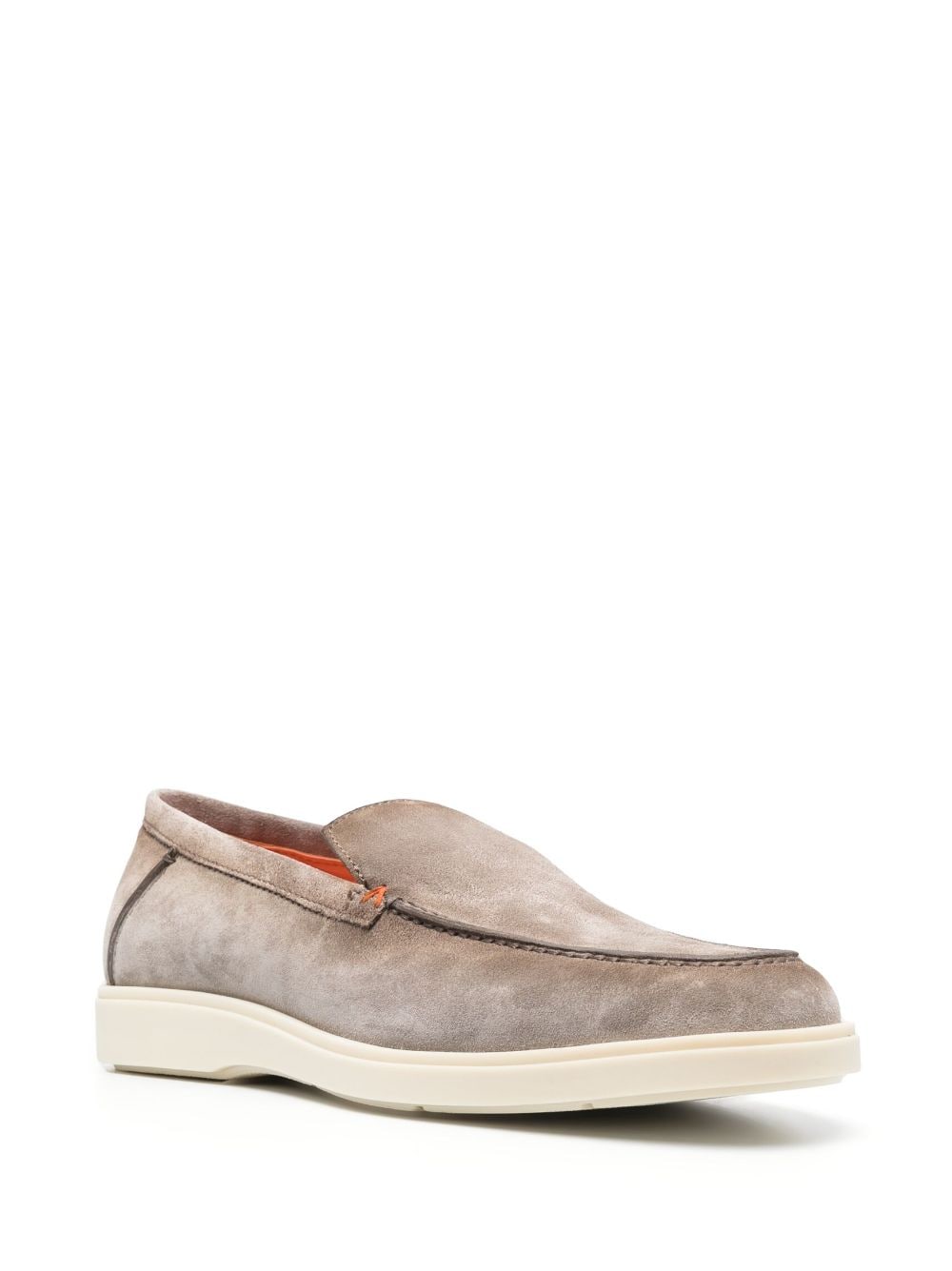 Tonal-Stitching Leather Loafers