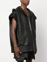 Lido Sleeveless Hooded Leather Jacket