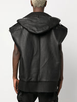 Lido Sleeveless Hooded Leather Jacket