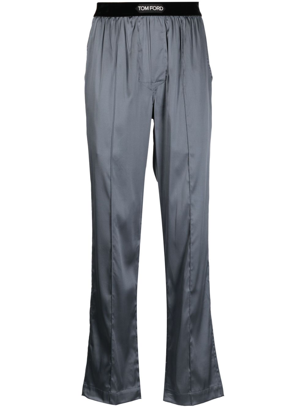 logo-waistband satin-finish trousers 