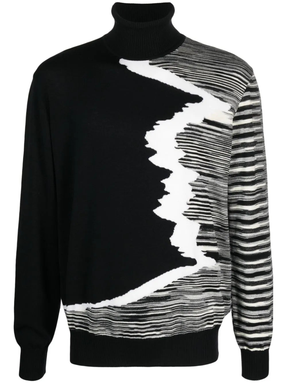 Stripe-Pattern Roll-Neck Jumper