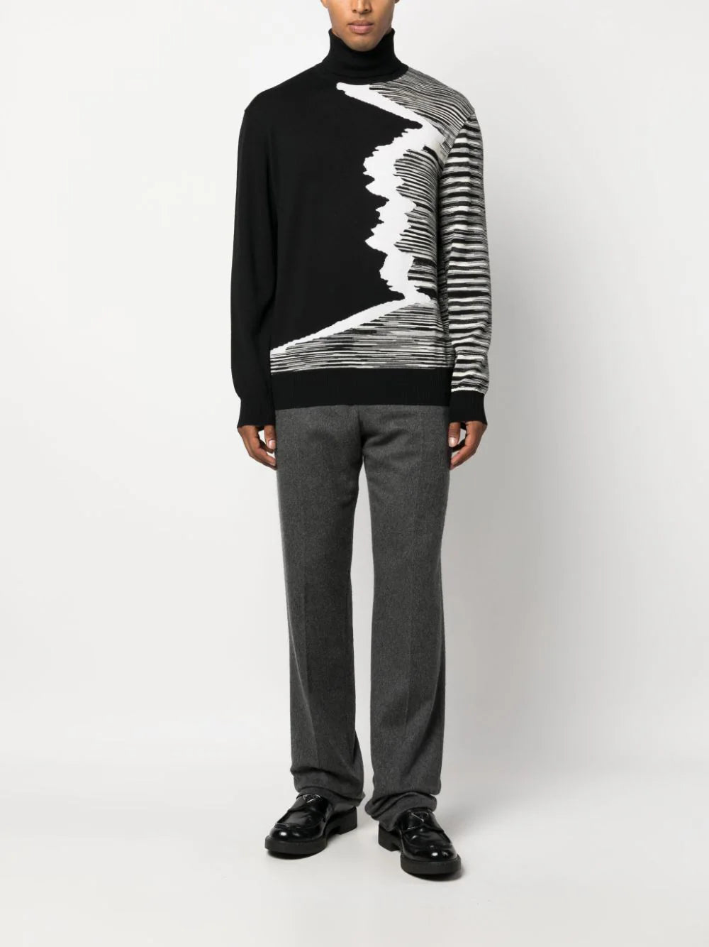 Stripe-Pattern Roll-Neck Jumper