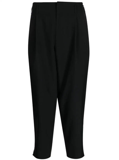 Tapered-Leg Cropped Wool Trousers