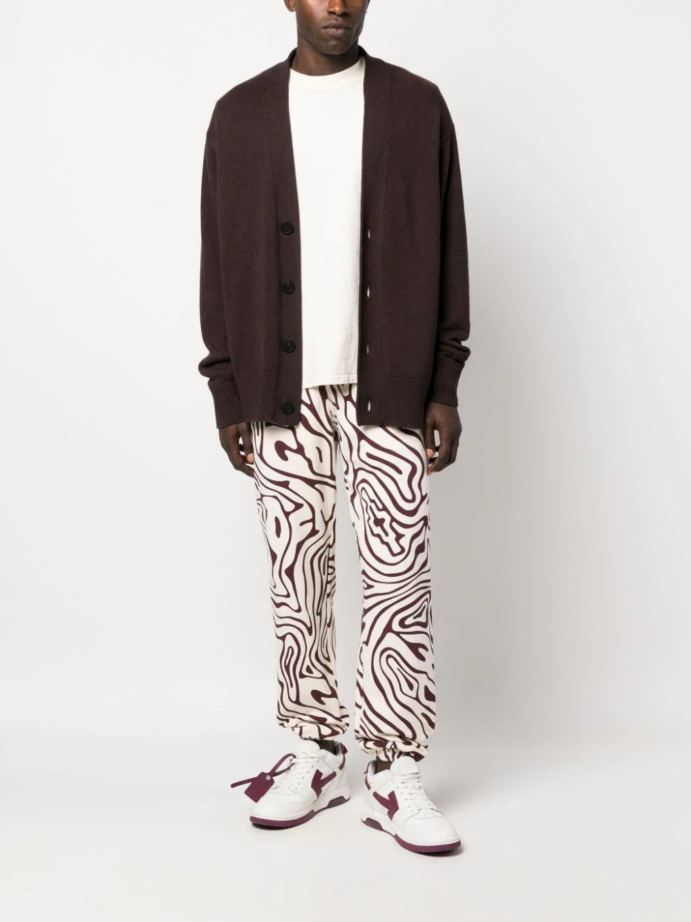 Swirl-Print Cotton Track Pants