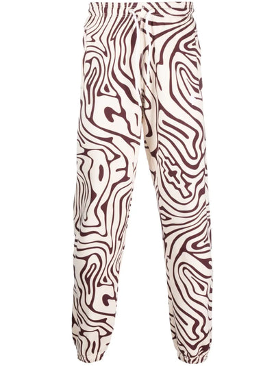 Swirl-Print Cotton Track Pants