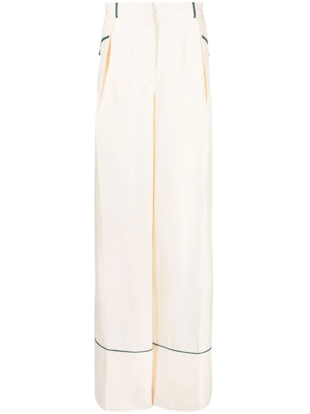 Contrast-Piping Silk Pyjama Trousers