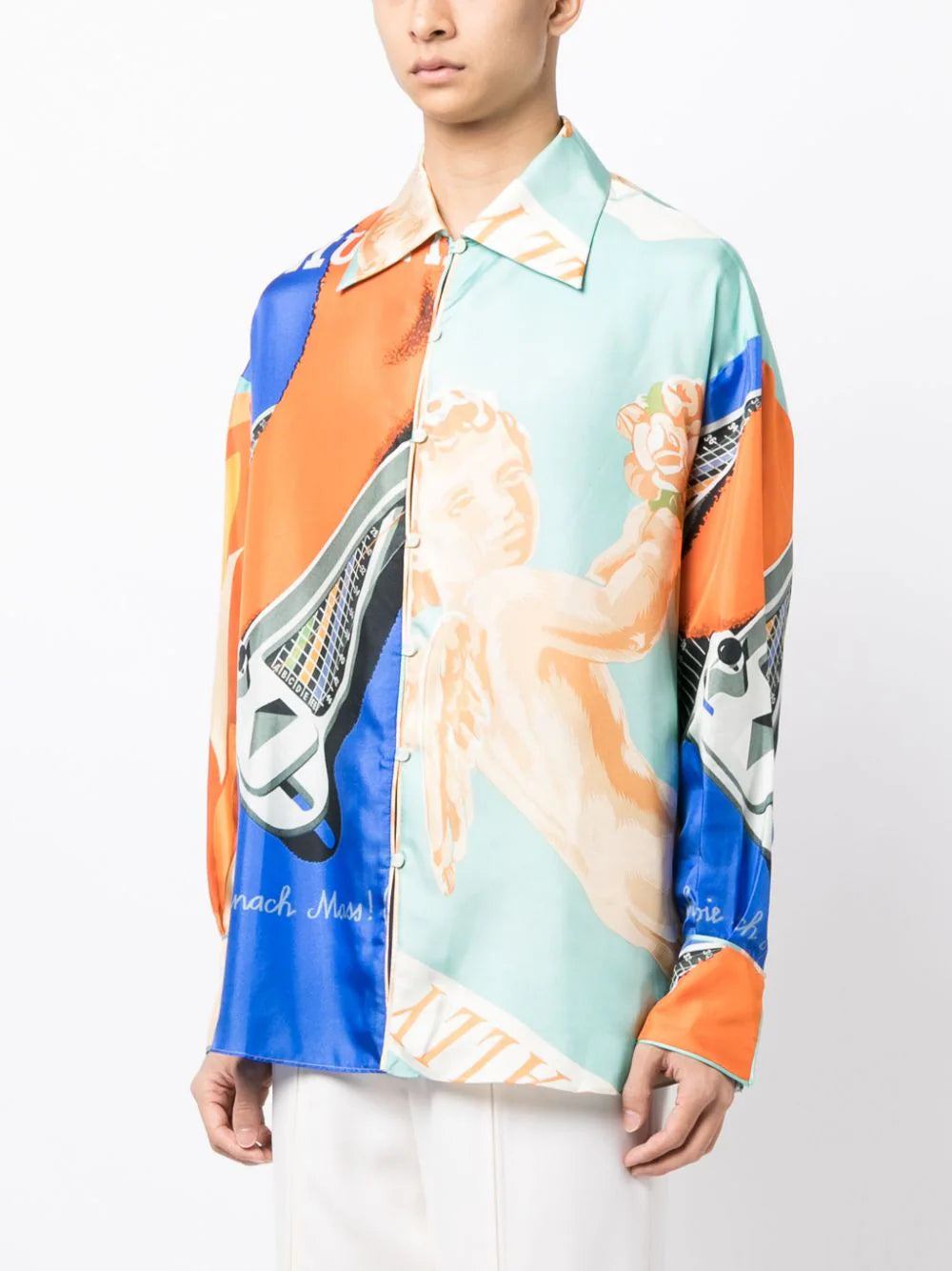 Abstract-Print Panelled Shirt