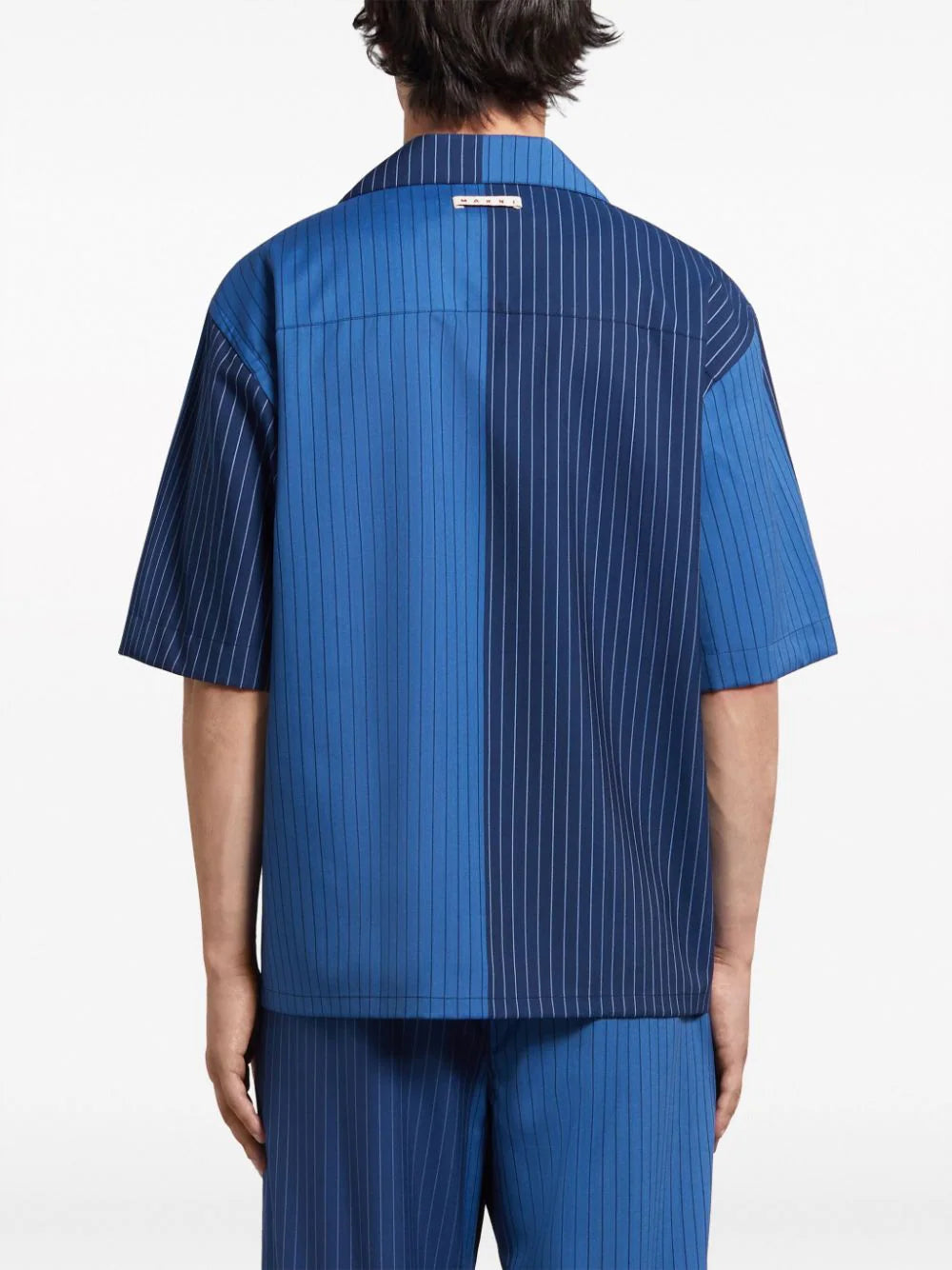 Colour-Block Striped Virgin Wool Shirt