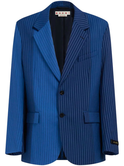 Two-Tone Pinstriped Wool Blazer