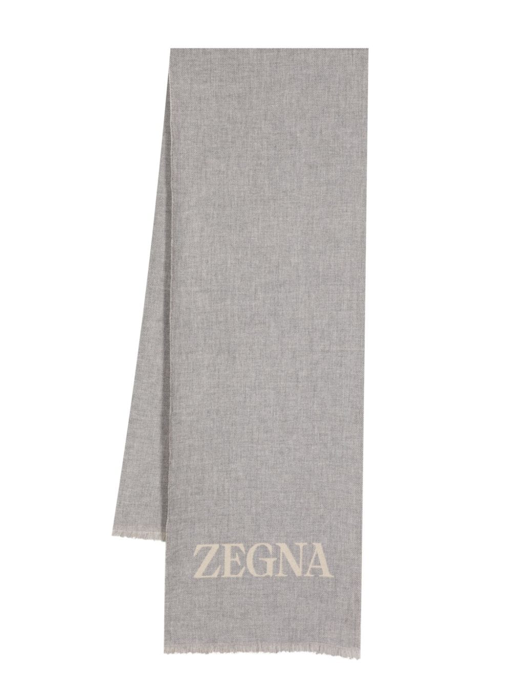 Logo-Jacquard Frayed Scarf