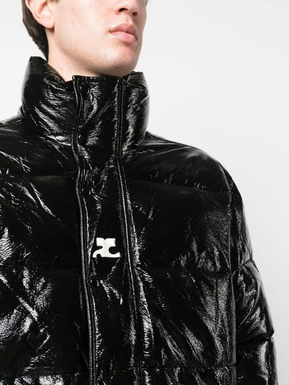 Logo-Patch Vynil Puffer Jacket