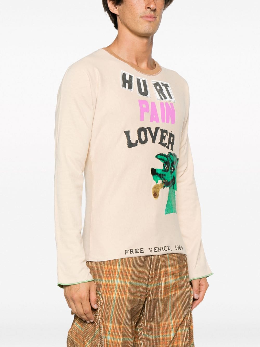 Slogan-Print Long-Sleeve T-Shirt