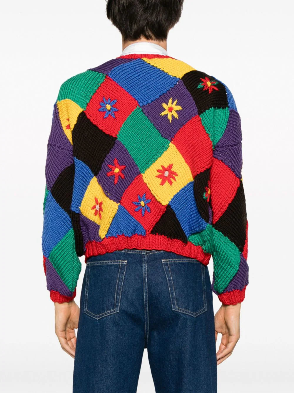 Bird-Appliqué Colour-Block Jumper