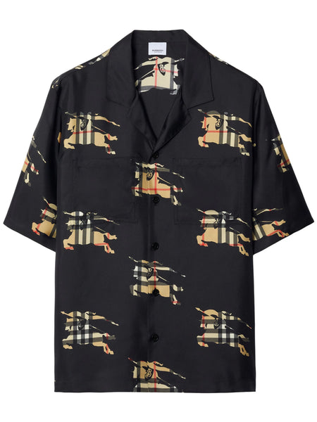 Equestrian Knight-Print Silk Shirt
