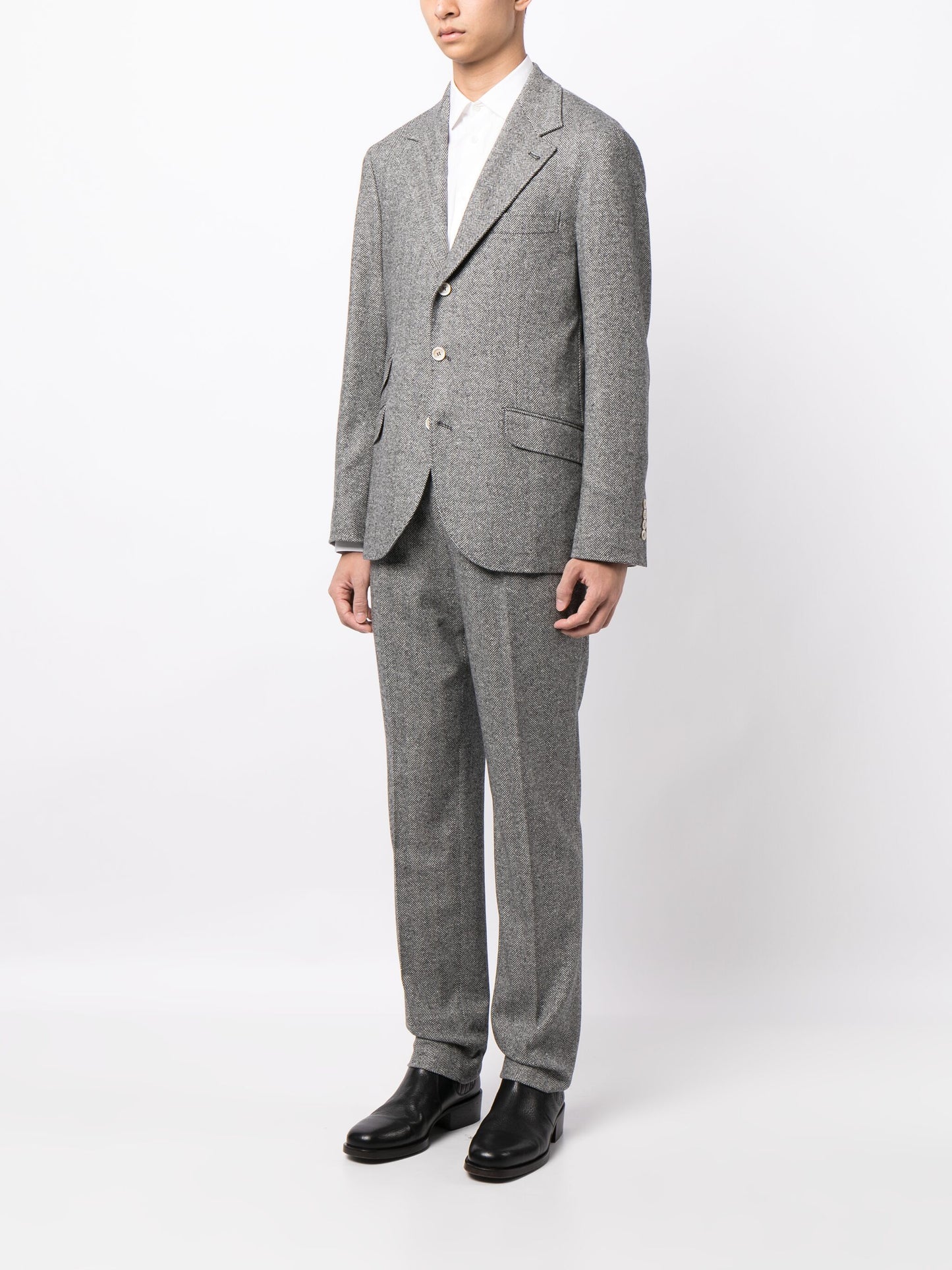 Wool-Blend Herringbone Two-Piece Suit