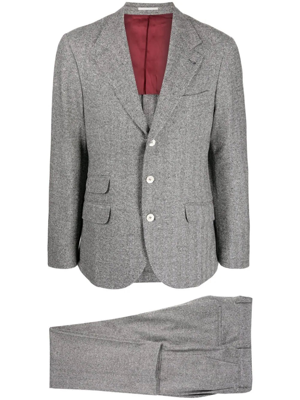 Wool-Blend Herringbone Two-Piece Suit