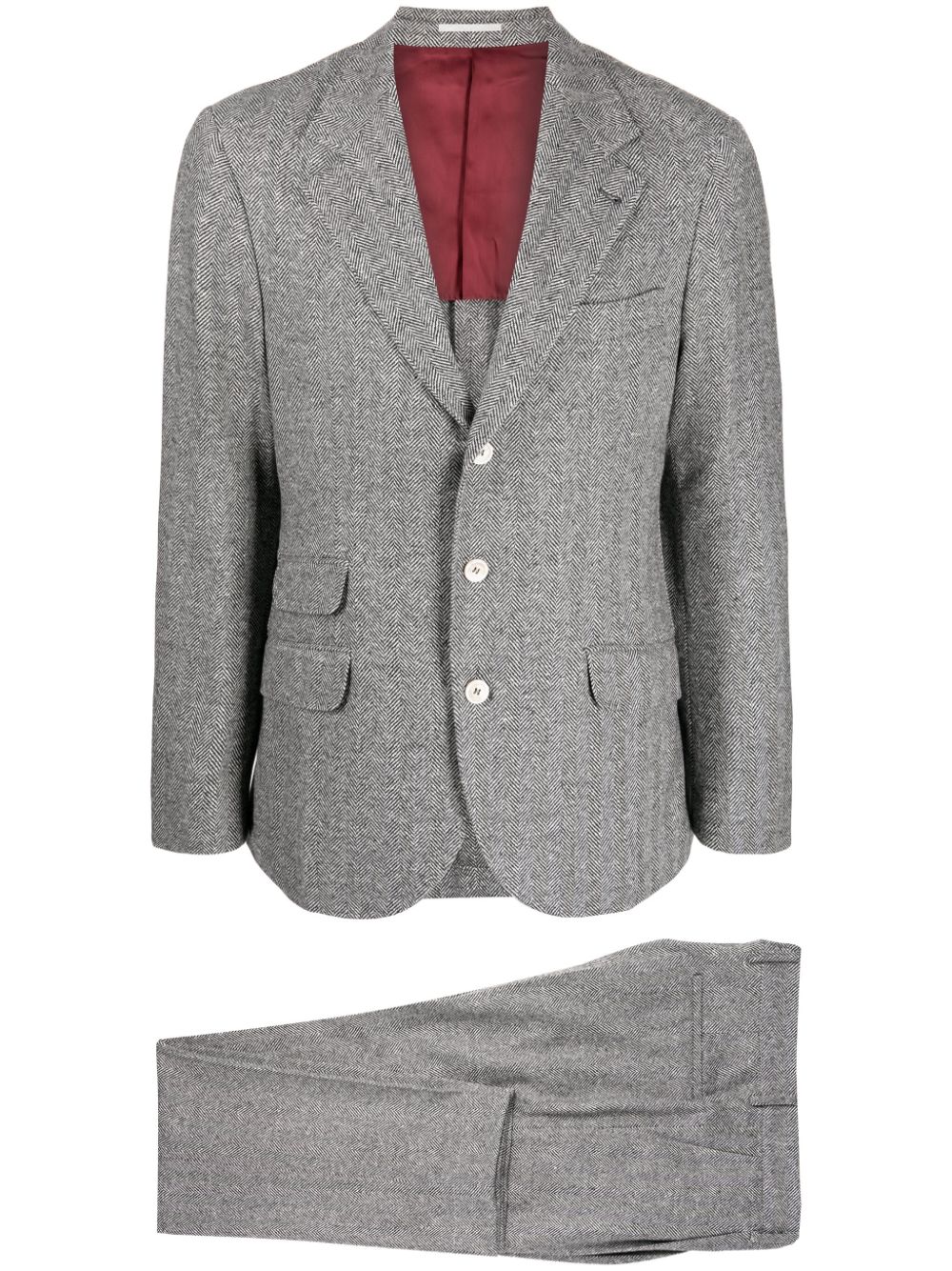 Wool-Blend Herringbone Two-Piece Suit