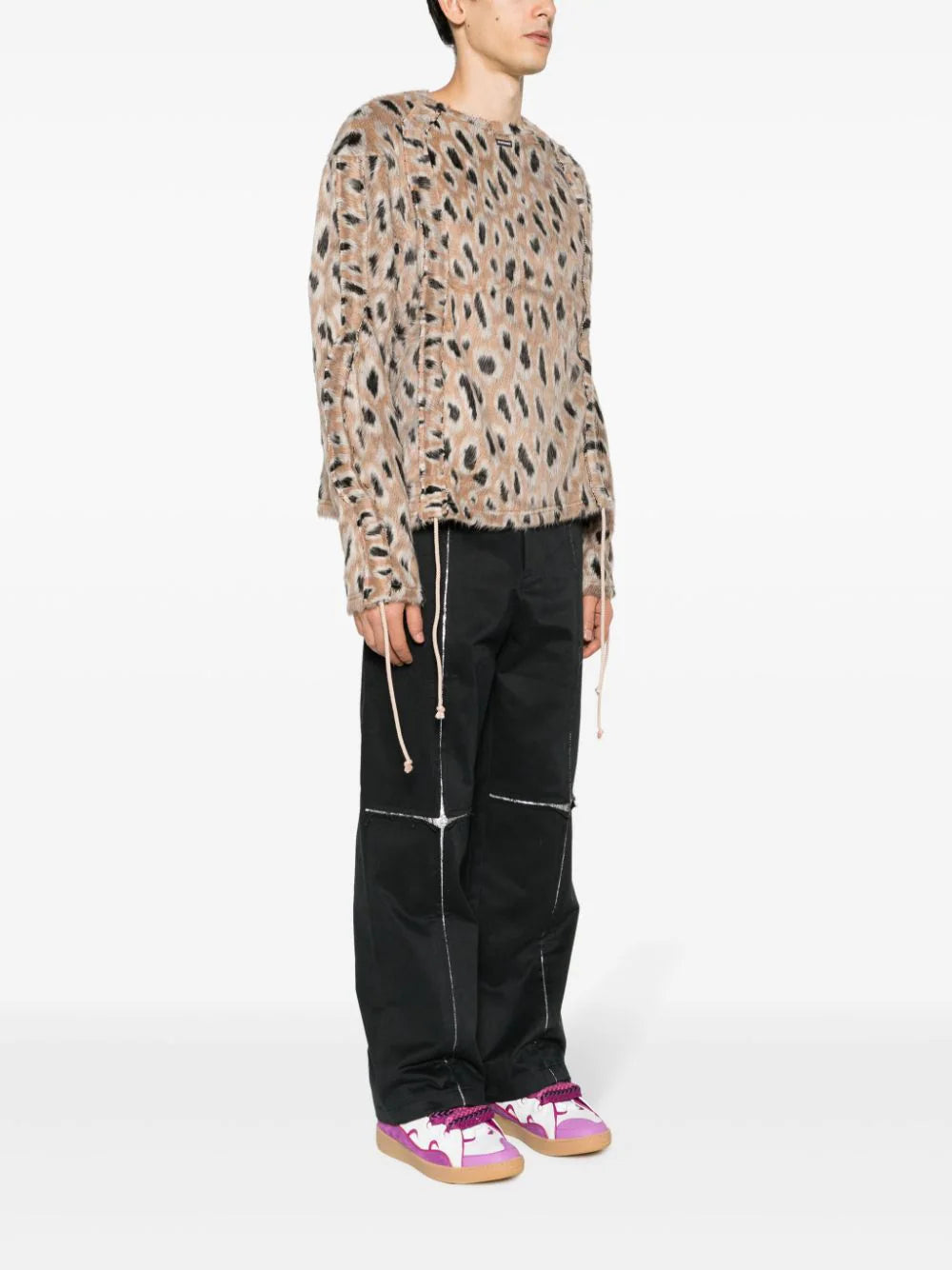 Leopard-Print Brushed-Finish Jumper