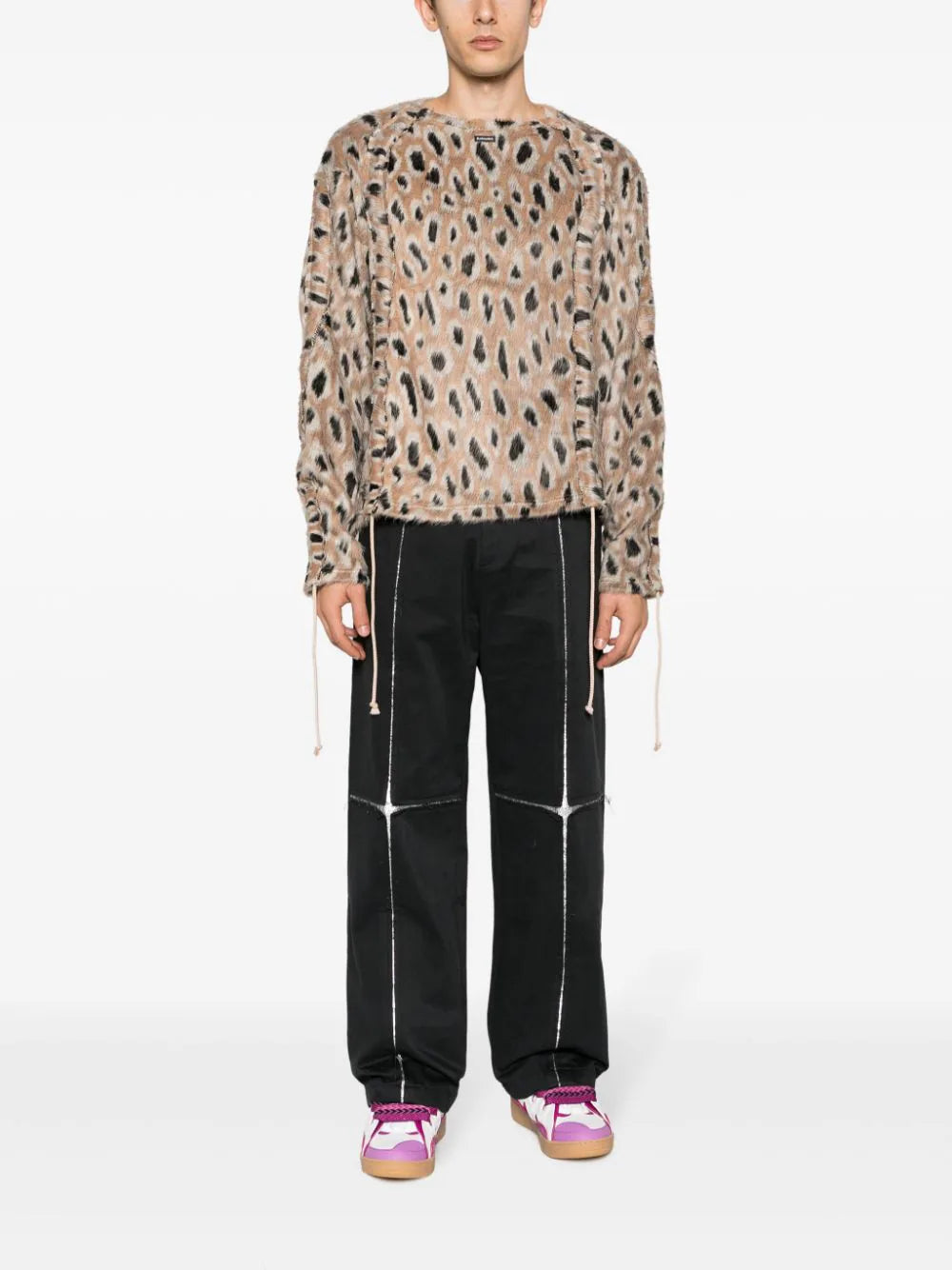 Leopard-Print Brushed-Finish Jumper