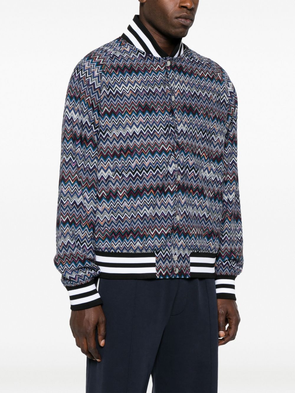 Zigzag-Print Bomber Jacket